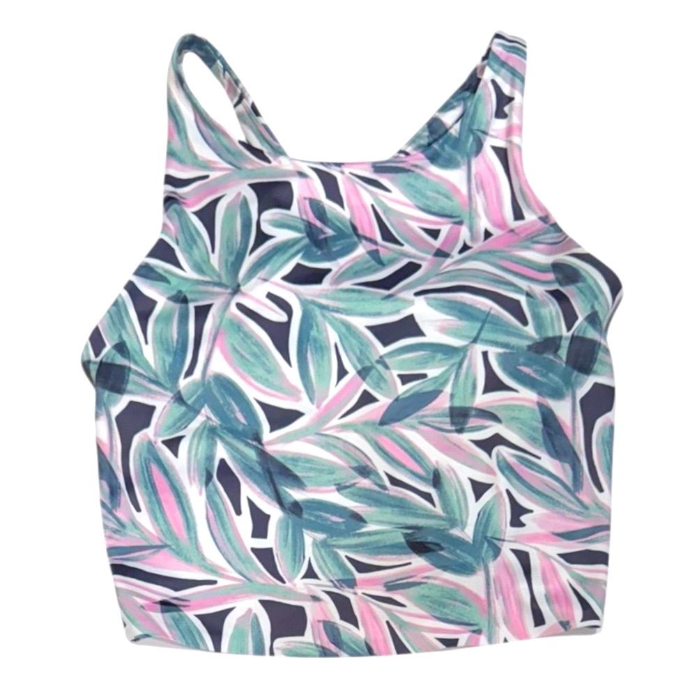 SAGE Collective Tropical Palm Floral Crop Activewear Sports Bra Paradise NWT XS